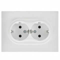 SKANDY Розетка 2-местная с заземлением с защитными шторками 16А в сборе SK-R07W арктический белый IEK