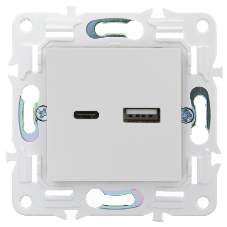 SKANDY Розетка USB A+C 18Вт SK-R13W арктический белый IEK SKANDY Розетка USB A+C 18Вт SK-R13W арктический белый IEK