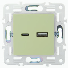 SKANDY Розетка USB A+C 18Вт SK-R13G мятный IEK