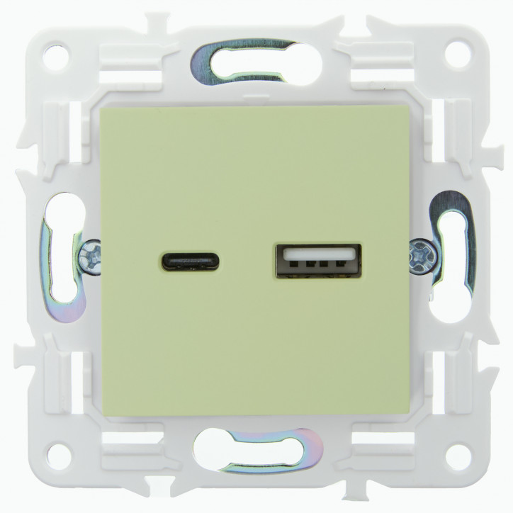 SKANDY Розетка USB A+C 18Вт SK-R13G мятный IEK