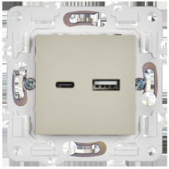 SKANDY Розетка USB A+C 18Вт SK-R13B бежевый IEK