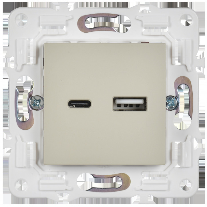 SKANDY Розетка USB A+C 18Вт SK-R13B бежевый IEK