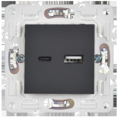 SKANDY Розетка USB A+C 18Вт SK-R13T титан IEK