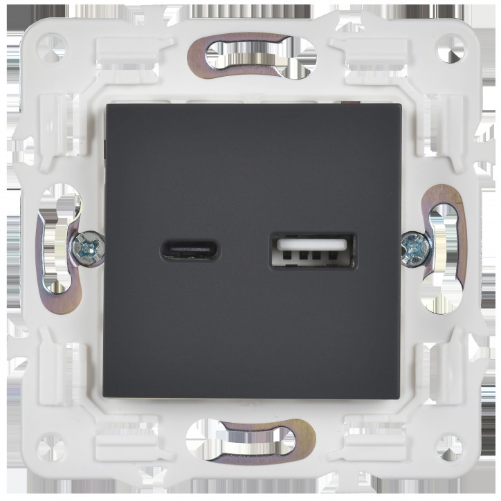 SKANDY Розетка USB A+C 18Вт SK-R13T титан IEK