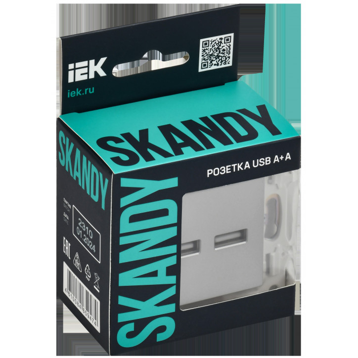 SKANDY Розетка USB A+C 18Вт SK-R13T титан IEK