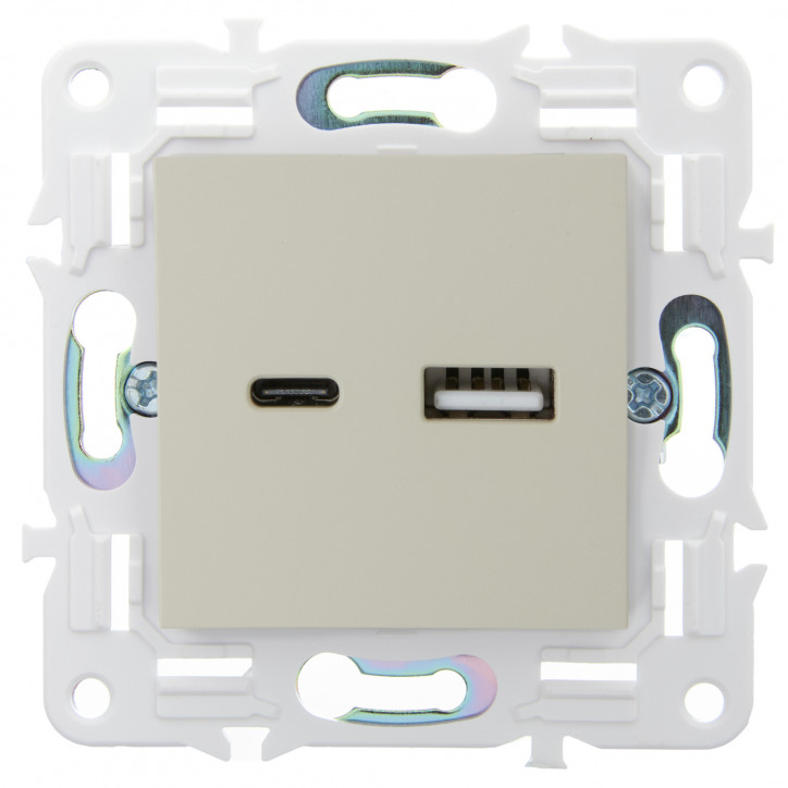 SKANDY Розетка USB A+C 3,1А SK-R14B бежевый IEK SKANDY Розетка USB A+C 3,1А SK-R14B бежевый IEK