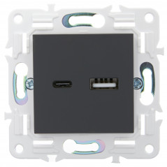 SKANDY Розетка USB A+C 3,1А SK-R14G графит IEK