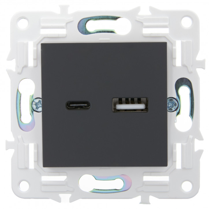 SKANDY Розетка USB A+C 3,1А SK-R14G графит IEK SKANDY Розетка USB A+C 3,1А SK-R14G графит IEK