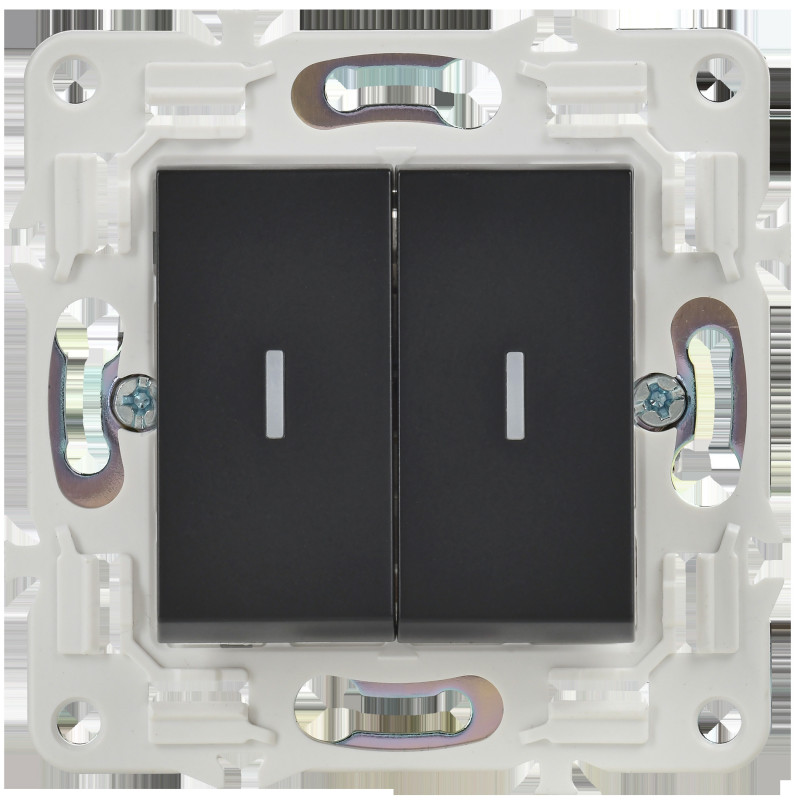 SKANDY Выключатель 2-клавишный с индикацией 10А SK-V09Bl черный IEK