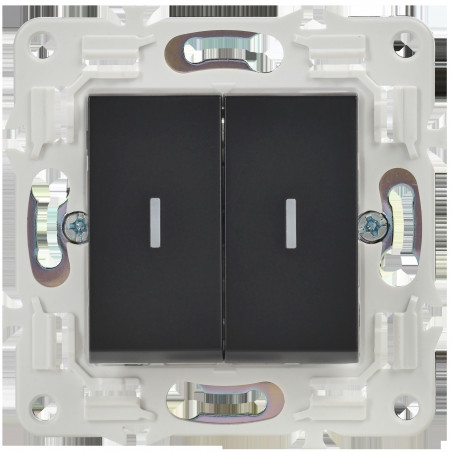 SKANDY Выключатель 2-клавишный с индикацией 10А SK-V09Bl черный IEK