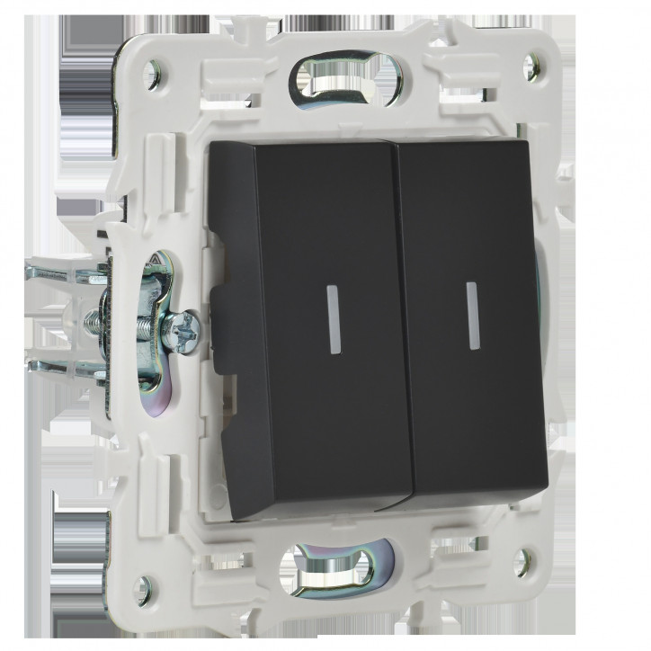 SKANDY Выключатель 2-клавишный с индикацией 10А SK-V09Bl черный IEK SKANDY Выключатель 2-клавишный с индикацией 10А SK-V09Bl черный IEK