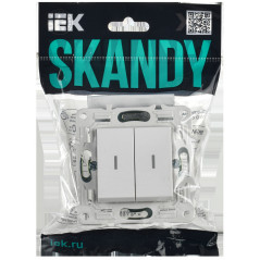 SKANDY Выключатель 2-клавишный проходной с индикацией 10А SK-V10W арктический белый IEK