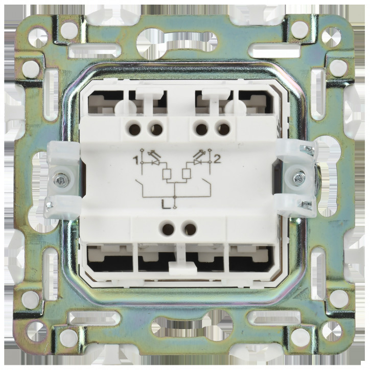 SKANDY Выключатель 2-клавишный проходной с индикацией 10А SK-V10Bl черный IEK