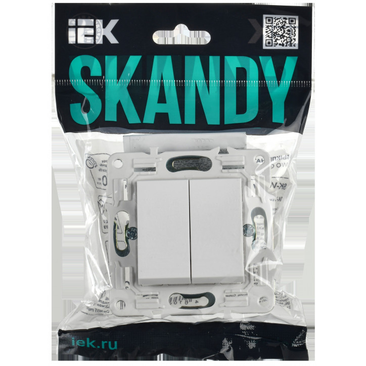 SKANDY Выключатель 2-клавишный перекрестный 10А SK-V06W арктический белый IEK