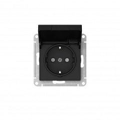 ATLASDESIGN РОЗЕТКА с заземл. со шторк. с крышкой, 16А, IP20,мех., быстрозажимные клеммы, КАРБОН
