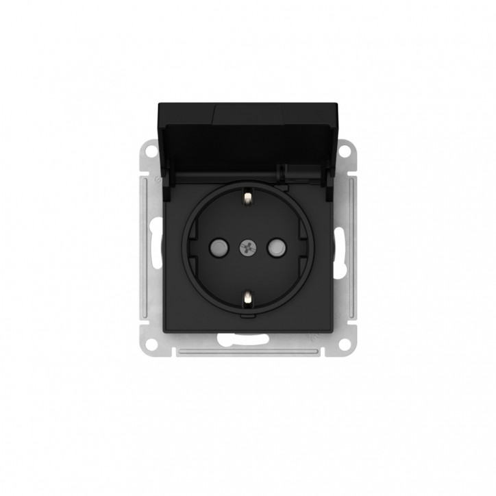 ATLASDESIGN РОЗЕТКА с заземл. со шторк. с крышкой, 16А, IP20,мех., быстрозажимные клеммы, КАРБОН ATLASDESIGN РОЗЕТКА с заземл. со шторк. с крышкой, 16А, IP20,мех., быстрозажимные клеммы, КАРБОН