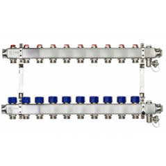 Коллекторная группа SSM-10R set 10 контуров 1'X3/4' с термостатическими клапанами и кронштейнами
