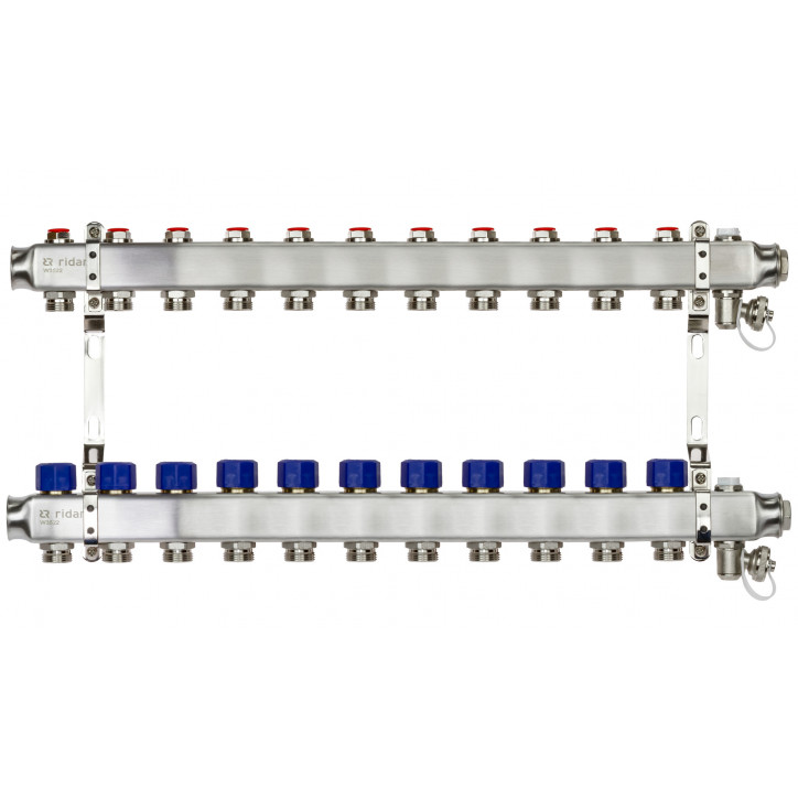 Коллекторная группа SSM-11R set 11 контуров 1'X3/4' с термостатическими клапанами и кронштейнами Коллекторная группа SSM-11R set 11 контуров 1'X3/4' с термостатическими клапанами и кронштейнами