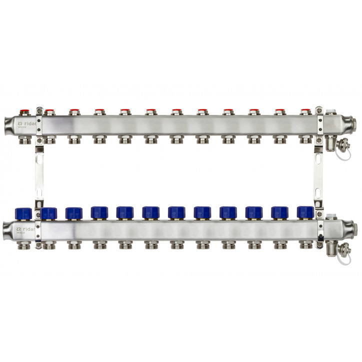 Коллекторная группа SSM-12R set 12 контуров 1'X3/4' с термостатическими клапанами и кронштейнами Коллекторная группа SSM-12R set 12 контуров 1'X3/4' с термостатическими клапанами и кронштейнами