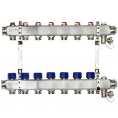 Коллекторная группа SSM-7R set 7 контуров 1'X3/4' с термостатическими клапанами и кронштейнами
