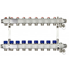 Коллекторная группа SSM-9R set 9 контуров 1'X3/4' с термостатическими клапанами и кронштейнами