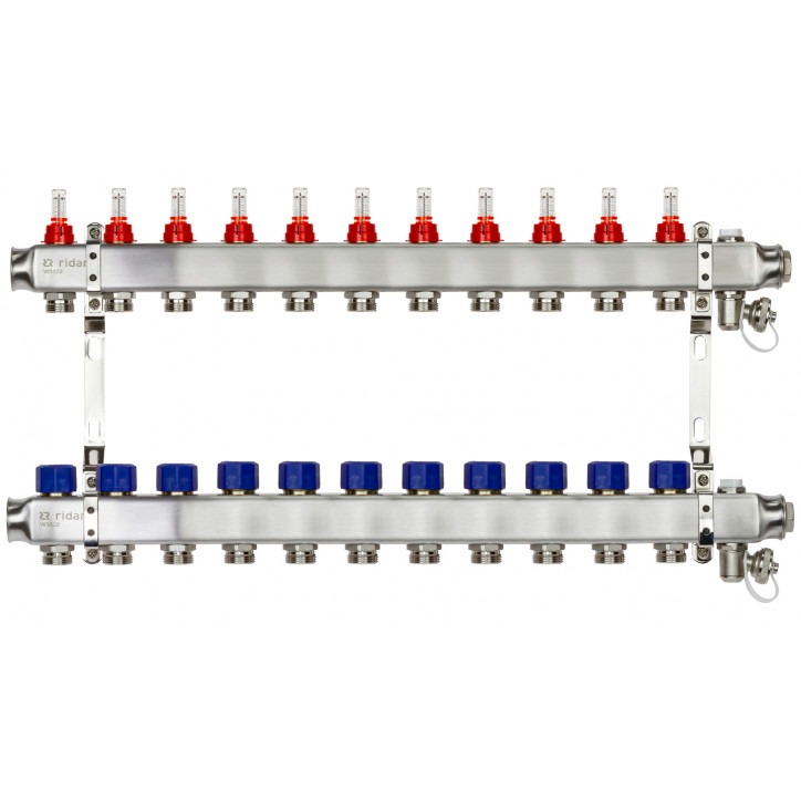 Коллекторная группа SSM-11RF set 11 контуров 1'X3/4' с расходомерами и кронштейнами