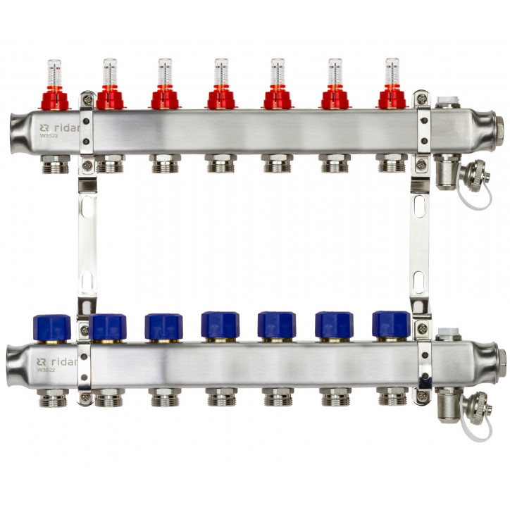 Коллекторная группа SSM-7RF set 7 контуров 1'X3/4' с расходомерами и кронштейнами Коллекторная группа SSM-7RF set 7 контуров 1'X3/4' с расходомерами и кронштейнами