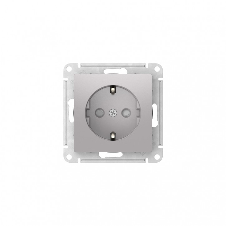 ATLASDESIGN РОЗЕТКА с заземлением со шторками, 16А, быстрозажимные клеммы, АЛЮМИНИЙ