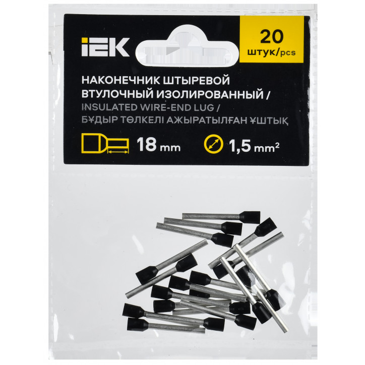 Наконечник НШВИ 1,5-18 черный (20шт/упак) IEK Наконечник НШВИ 1,5-18 черный (20шт/упак) IEK