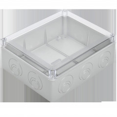 Коробка КМ41275 распаячная для открытой проводки 240х195х90мм IP44 (RAL7035 прозрачный красный кабел
