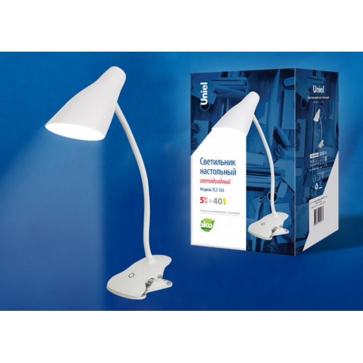 TLD-563 White/LED/360Lm/4500K/Dimmer Светильник настольный, 5W. Сенсорный выключатель. Белый. ТМ