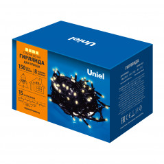 Гирлянда светодиодная 15м 150 светодиодов ULD-S1500-150/DBA WARM WHITE IP67 Теплый Провод черный