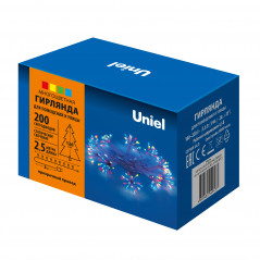 Гирлянда светодиодная Звезда 25м 200 светодиодов ULD-S0250-200/STA MULTI IP44 STARBURST Разноцветный свет Провод прозрачный
