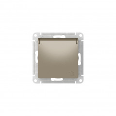 ATLASDESIGN РОЗЕТКА с заземл. со шторк. с крышкой,16А,IP20,мех., быстрозажимные клеммы, ШАМПАНЬ