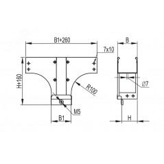 Ответвитель TDSR Т-образный вертикальный переходник 200/100 в комплекте с крепежными элементами и соединительными пластинами