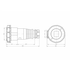 Розетка кабельная IP67 32A 3P+E+N 400V
