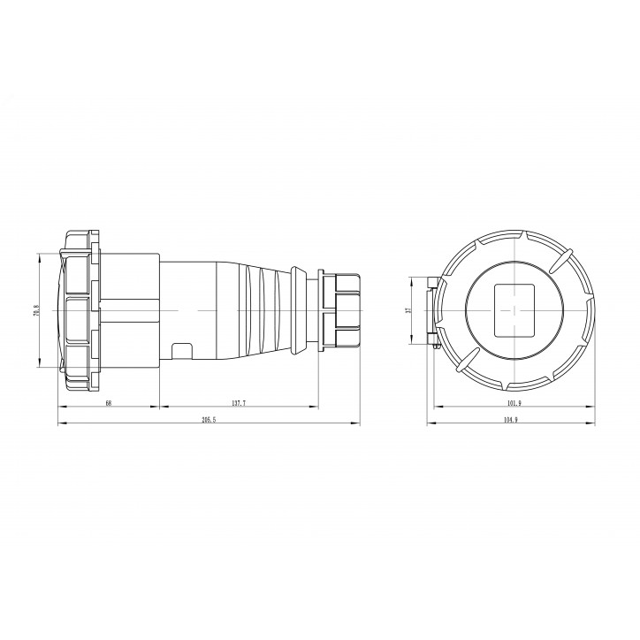 Розетка кабельная IP67 32A 3P+E+N 400V