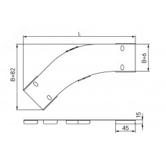 Крышка на угол CPO 45 горизонтальный 45° 400, в комплекте с крепежными элементами и соединительными пластинами, необходимыми для