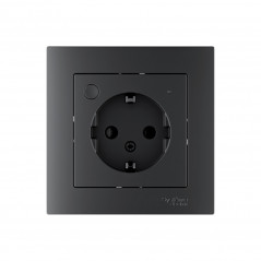 ATLASDESIGN SMART РОЗЕТКА с заземл., со шт., Zigbee, L+N, 16А, мех., КАРБОН