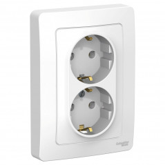 BLANCA скрытой установки розетка двойная с заземлением без шторок, 16А, 250В, белый