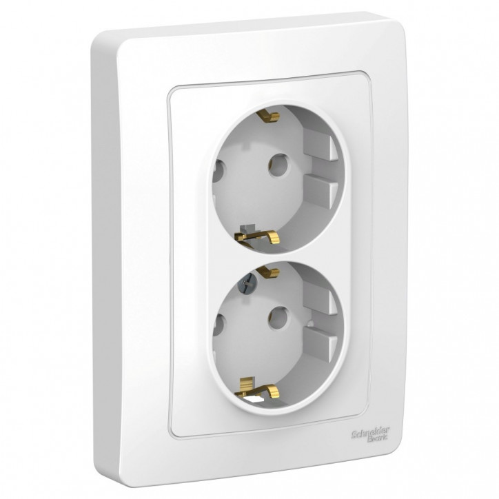 BLANCA скрытой установки розетка двойная с заземлением без шторок, 16А, 250В, белый BLANCA скрытой установки розетка двойная с заземлением без шторок, 16А, 250В, белый