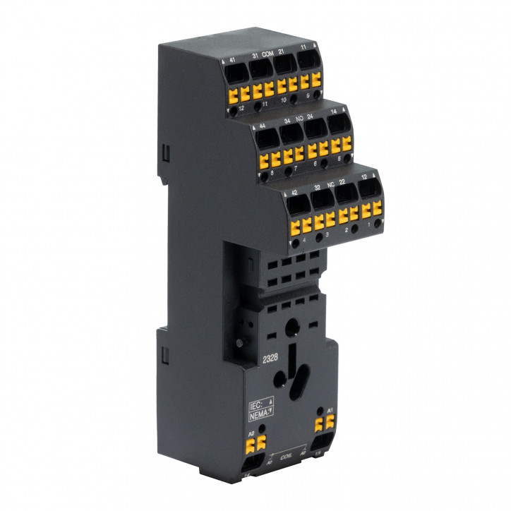 Колодка с клеммами push-in для реле на 4 группы: IR-24DC/220DC/230AC-4CO