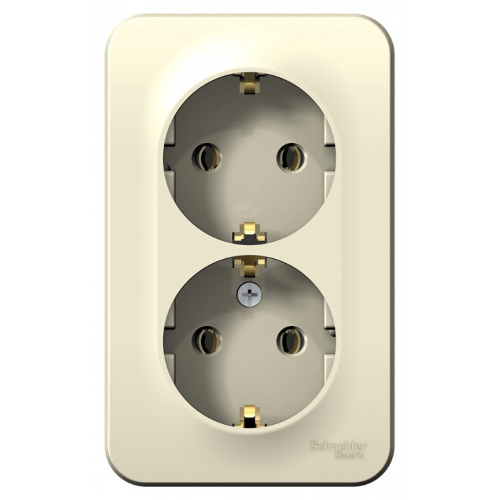 BLANCA розетка наружная двойная с заземлением без шторок, 16А, 250В, молочный BLANCA розетка наружная двойная с заземлением без шторок, 16А, 250В, молочный