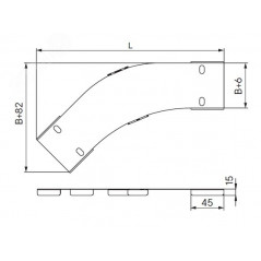 Крышка на угол горизонтальный 45 градусов 150, 1,2 мм, в комплекте с крепежными элементами необходимыми для монтажа