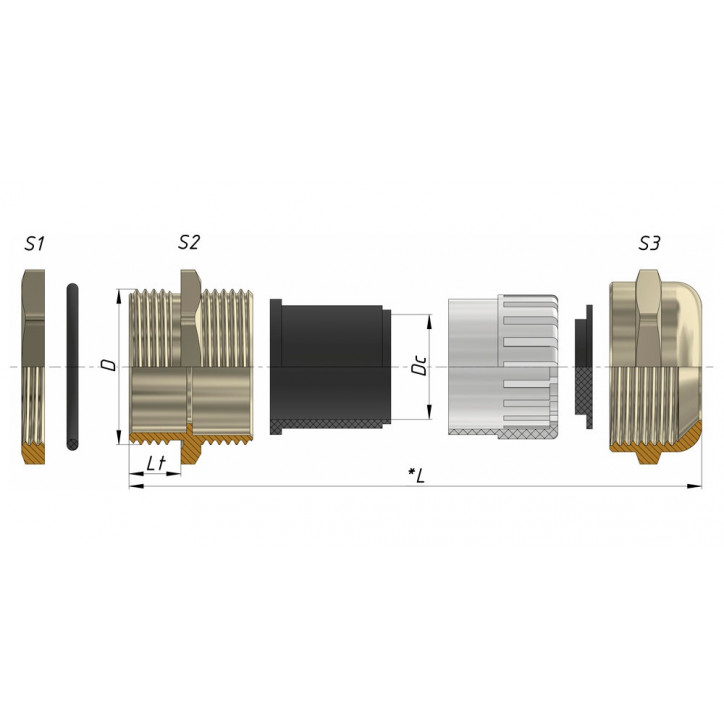 Ввод кабельный М 25 латунный УТ1,5 IP68 (d кабеля 13-18мм) Ввод кабельный М 25 латунный УТ1,5 IP68 (d кабеля 13-18мм)