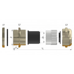 Ввод кабельный М 20 латунный УТ1,5 IP66/IP67/IP68 (d кабеля 10-14мм)