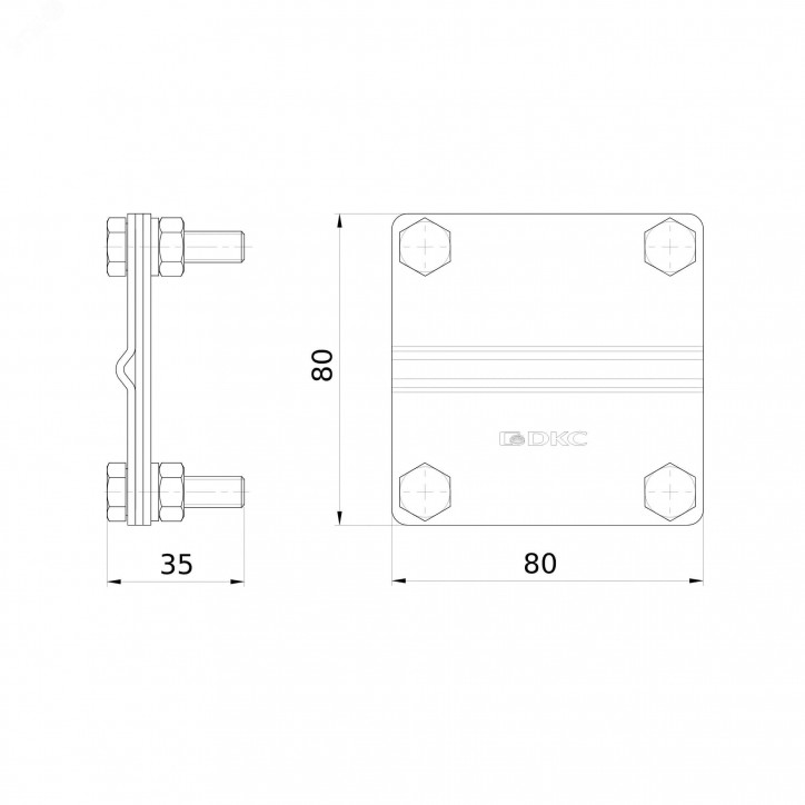Соединитель пруток - полоса, 80х80 мм