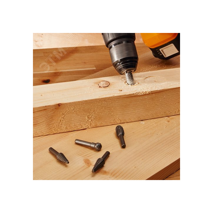 Набор борфрез (шарошек) по дереву, 5 шт Набор борфрез (шарошек) по дереву, 5 шт