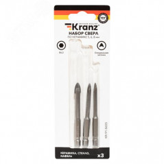 Набор сверл по керамической плитке, 5-6-8 мм, шестигранный хвостовик