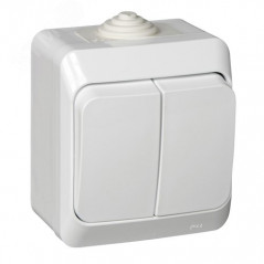 ЭТЮД Выключатель двухклавишный наружный IP44 белый